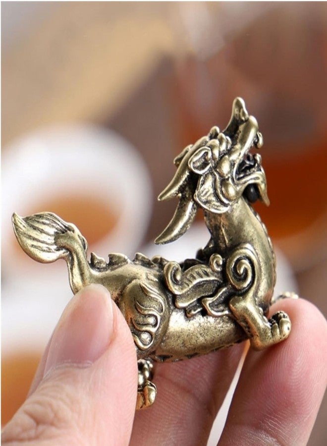 qumHmup Dragon Feng Shui Statue 2Pcs - Pixiu Figurine Pair to Attract Money and Good Luck - Indoor & Outdoor Decorative Ornament, Tea Pet Home Decor - Image 4